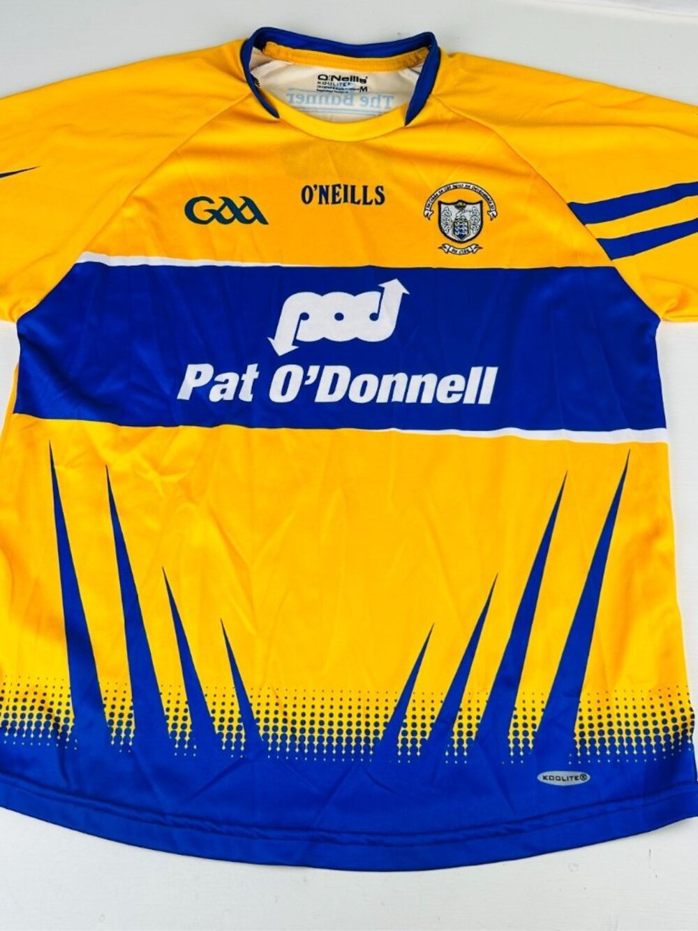 O'Neills GAA Jersey Yellow Blue Pat O'Donnell Sponsor Size M